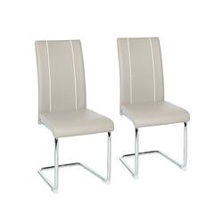 Foto van Set van 2 stoelen - lichtgrijs imitatie - metalen poten - l 44 x d 56 x h 101 cm - gaspard
