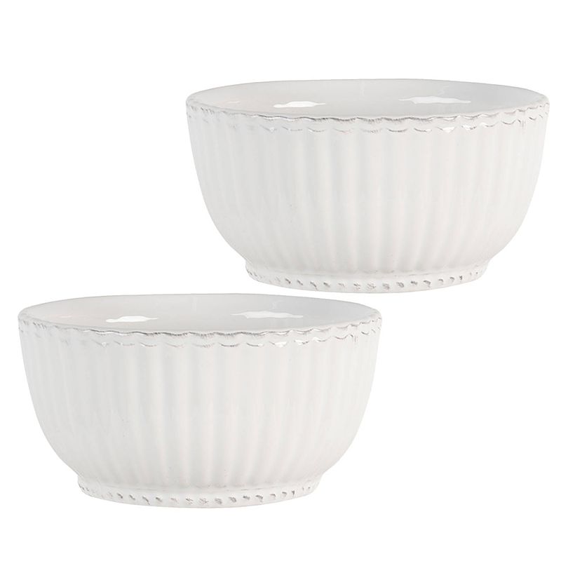 Foto van Haes deco - set van 2 soepkommen / mueslischalen - ø 14x7 cm / 500 ml - wit - keramiek - plain