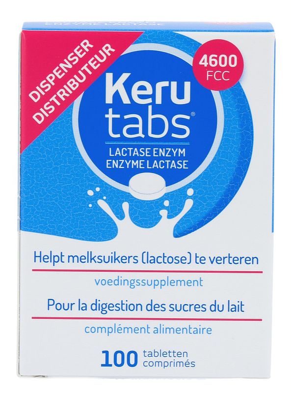 Foto van Kerutabs lactase enzym 4600 fcc tabletten