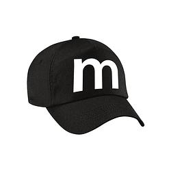 Foto van Letter m pet / cap zwart voor kinderen - verkleed / carnaval baseball cap - verkleedhoofddeksels
