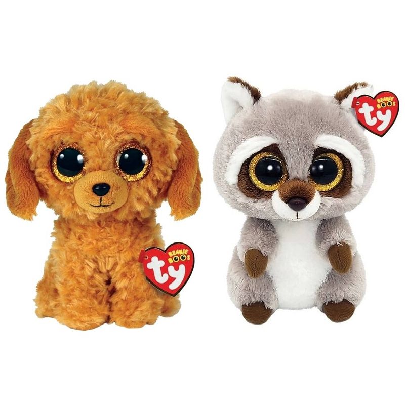 Foto van Ty - knuffel - beanie boo'ss - golden doodle dog & racoon