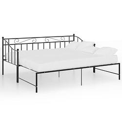 Foto van The living store bedbank the living store gepoedercoat metaal bed - 206.5 x 185 x 89.5 cm - zwart