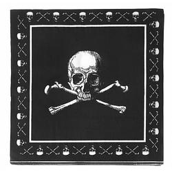 Foto van Halloween - 16x zwarte piraten servetten met doodshoofd 33 x 33 cm - feestservetten