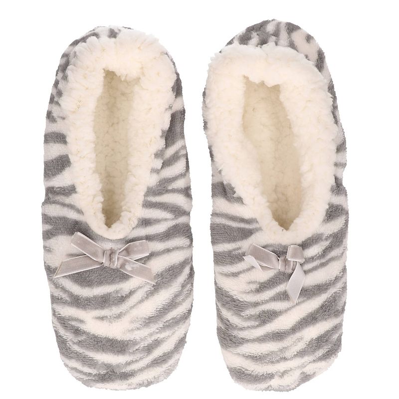 Foto van Zebra strepen ballerinas pantoffels/sloffen grijs voor dames/vrouwen 40-42 - sloffen - volwassenen