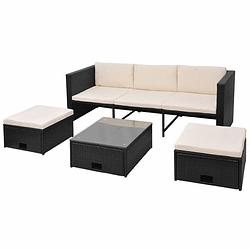 Foto van Infiori 4-delige loungeset met kussens poly rattan zwart