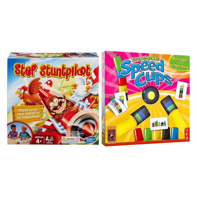 Foto van Spellenbundel - 2 stuks - stef stuntpiloot & stapelgekke speedcups