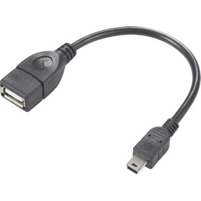 Foto van Renkforce usb-kabel usb 2.0 usb-mini-b stekker, usb-a bus 10.00 cm zwart met otg-functie, vergulde steekcontacten rf-4080780