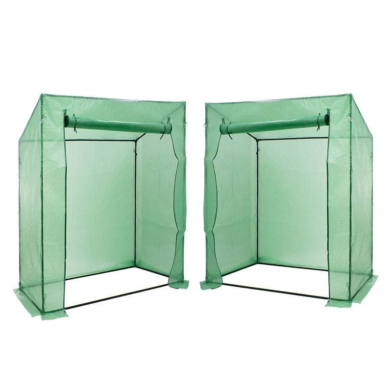Foto van Foliekas met traliefolie en deur, groen, 200x79x168 cm