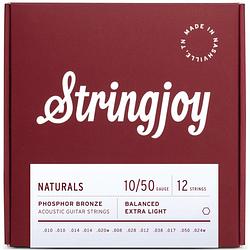 Foto van Stringjoy naturals ac12 extra light 10-50 snarenset voor 12-snarige westerngitaar