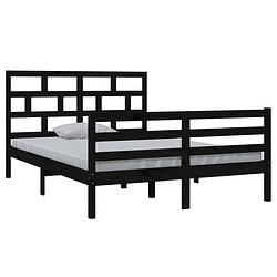 Foto van The living store bedframe the living store - houten bedframe - 140 x 200 cm - zwart