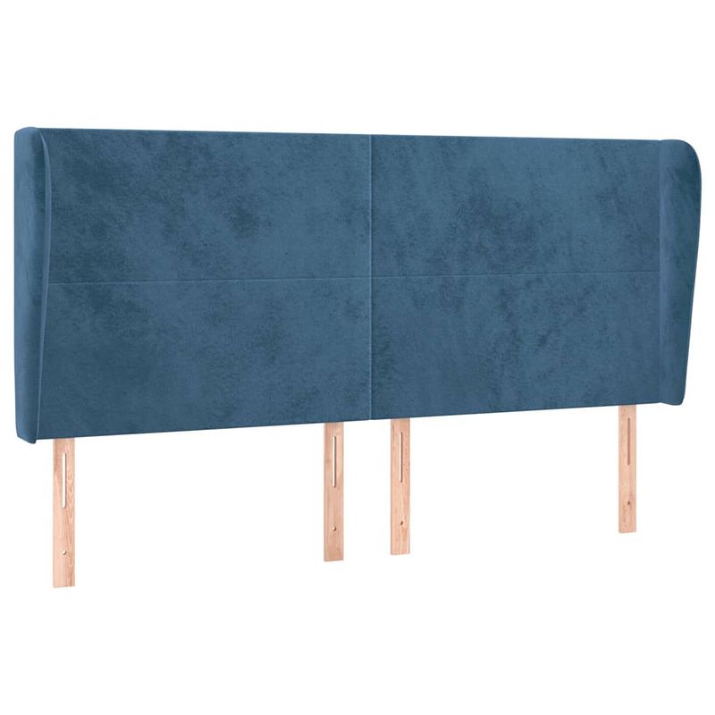 Foto van The living store hoofdbord - donkerblauw - 163 x 23 x 118/128 cm - fluweel - verstelbaar