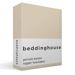 Foto van Beddinghouse percale katoen topper hoeslaken - 100% percale katoen - lits-jumeaux (160x210/220 cm) - natural