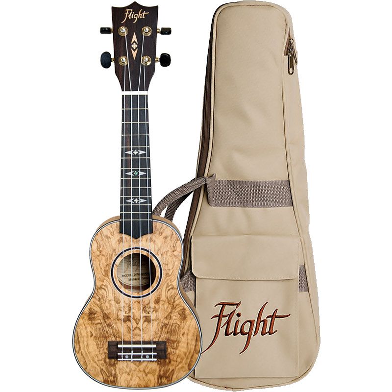 Foto van Flight supernatural series dus410 qa quilted ash sopraan ukelele met gigbag