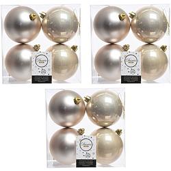 Foto van 12x kunststof kerstballen glanzend/mat licht parel/champagne 10 cm kerstboom versiering/decoratie - kerstbal