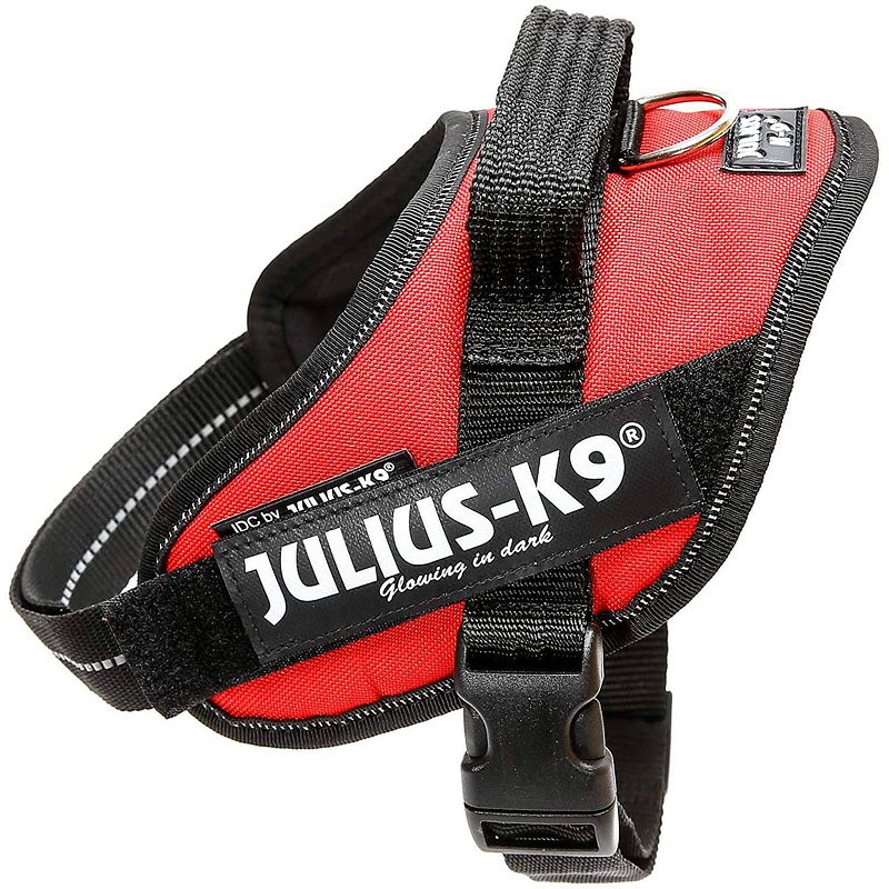 Foto van Julius k9 hondentuigje mini 49 tot 67 cm nylon rood/zwart