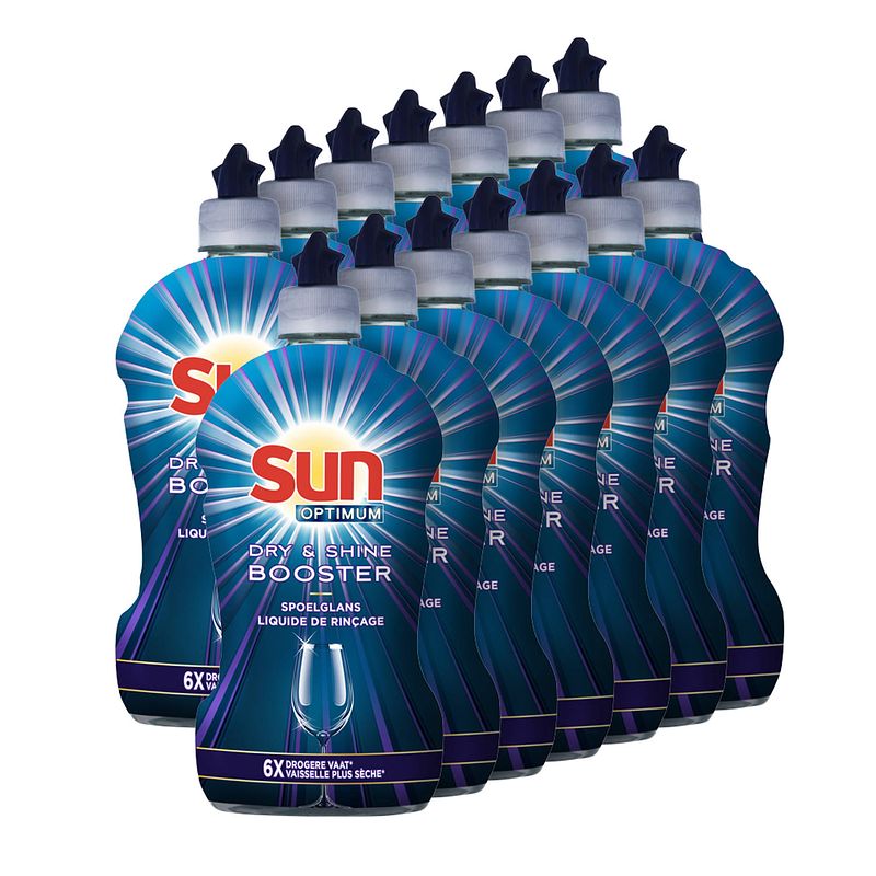 Foto van Sun - dry & shine spoelglans voor vaatwasser booster - voordeelverpakking 14 x 450 ml