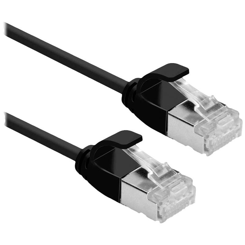 Foto van Roline 21153352 rj45 netwerkkabel, patchkabel cat 6a u/ftp 0.50 m zwart 1 stuk(s)