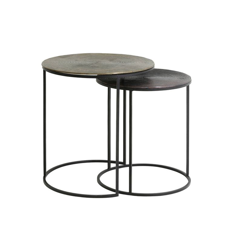 Foto van Side table s/2 41x46+49x52 cm talca ant copper+brnz circ