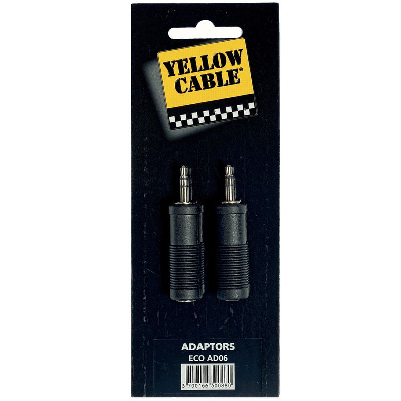 Foto van Yellow cable ad06 3.5 mm trs jack male - 6.3 mm female verloop (2 stuks)