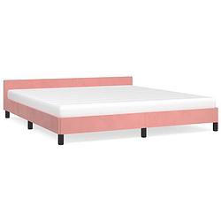 Foto van Vidaxl bedframe met hoofdeinde fluweel roze 180x200 cm