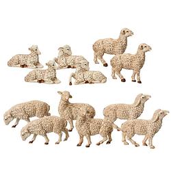 Foto van Decoris kerststal schapenbeeldjes - 6x stuks - 12 cm - mdf hout - kerststallen
