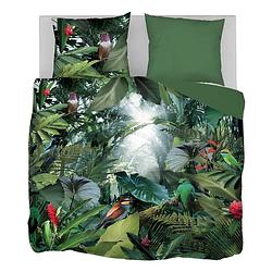 Foto van Snoozing tropical birds dekbedovertrek - lits-jumeaux (240x200/220 cm + 2 slopen) - katoen satijn - groen