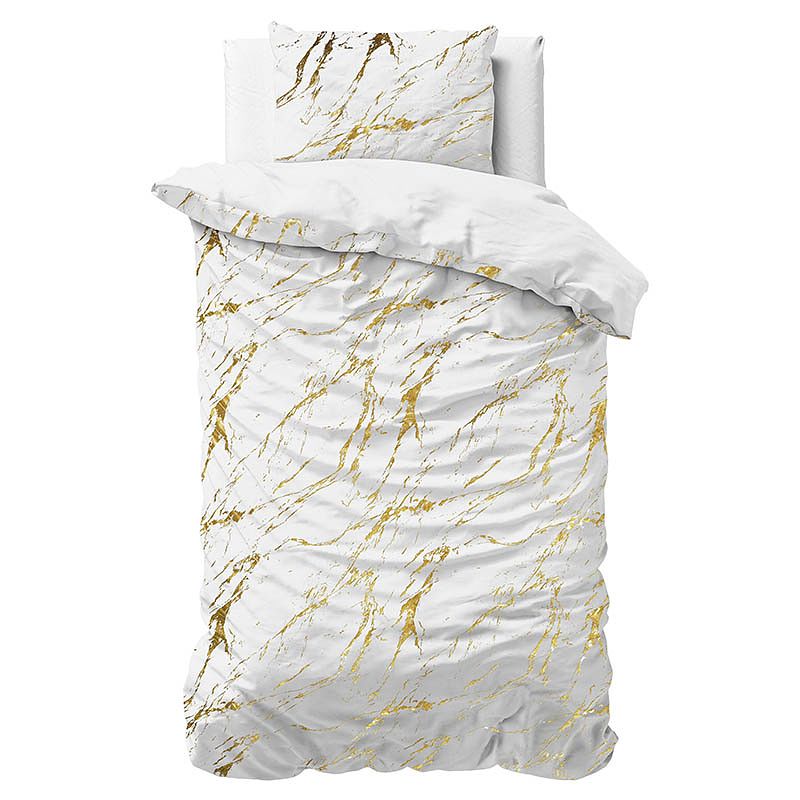 Foto van Dekbedovertrek glamour marble - eenpersoons (140x200 cm) - wit microvezel - dessin: patroon, luxe - sleeptime - dekbed-discounter.nl