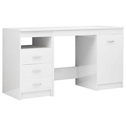 Foto van Vidaxl bureau 140x50x76 cm spaanplaat hoogglans wit