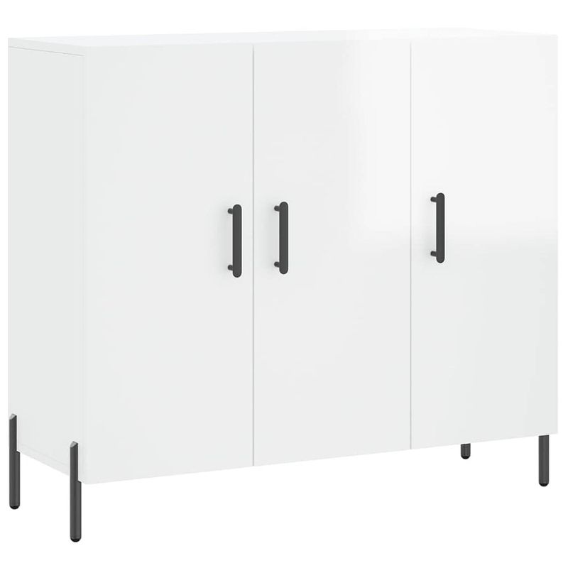 Foto van Vidaxl dressoir 90x34x80 cm bewerkt hout hoogglans wit