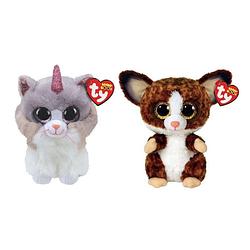 Foto van Ty - knuffel - beanie boo's - asher cat & bush baby galago