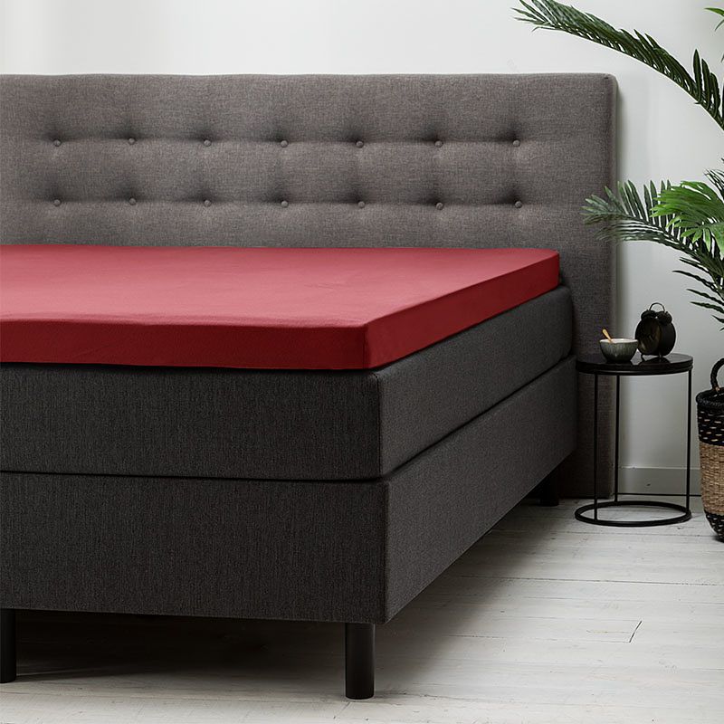 Foto van Fresh & co topper hoeslaken - katoen 180 x 210/220 cm, kleur: rood