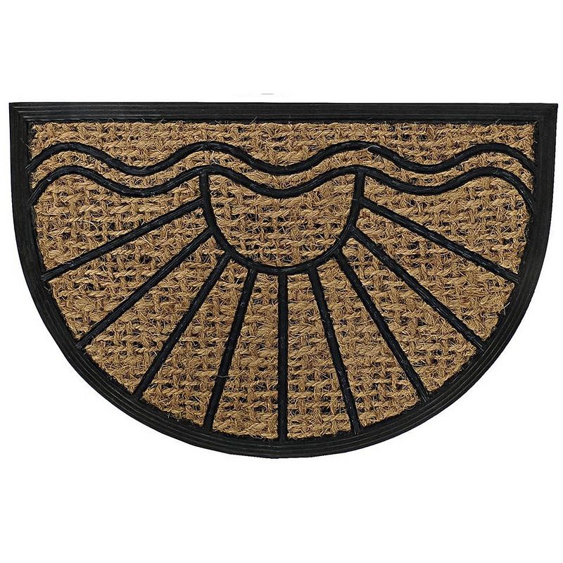 Foto van Deurmat/droogloopmat kokosvezel halfrond zon 60 x 40 cm - deurmatten
