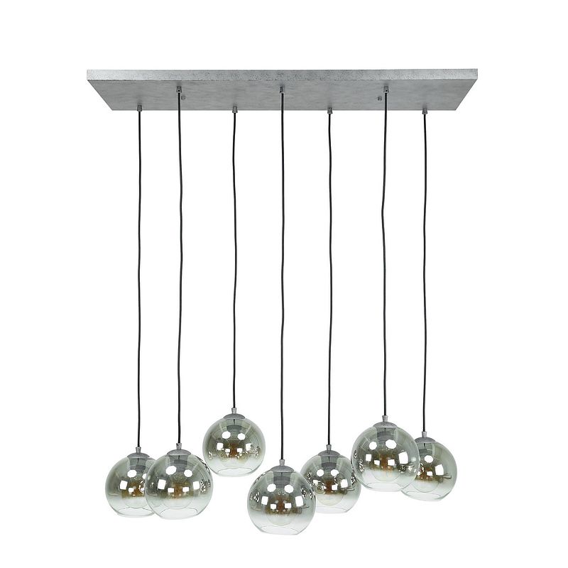 Foto van Hoyz - hanglamp bubble shaded - 7 lampen - industrieel - grijs/zwart