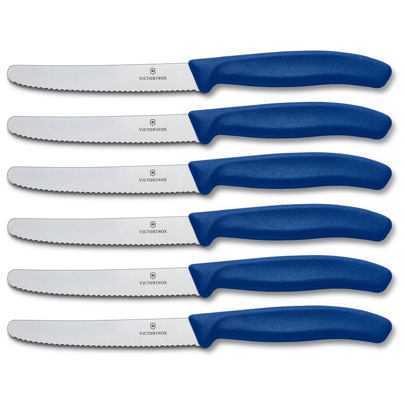 Foto van Victorinox swiss classic tafelmessenset - 6-delig - blauw - gekarteld