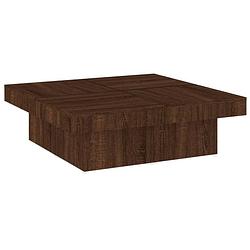 Foto van The living store klassieke salontafel - bewerkt hout - 90 x 90 x 28 cm - bruineiken