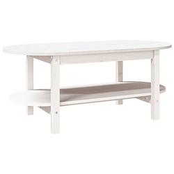 Foto van The living store salontafel 110x55x45 cm massief grenenhout wit - tafel