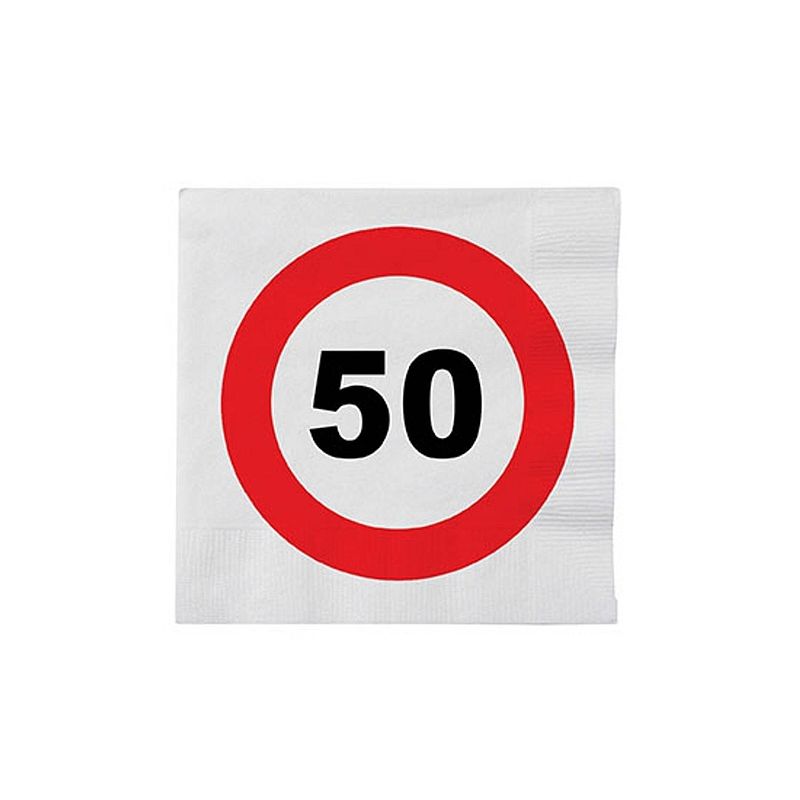 Foto van 64x stuks stopbord thema servetten 50 jaar - feestservetten