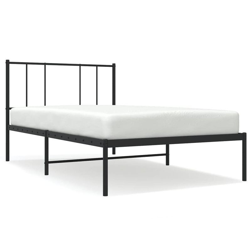 Foto van Vidaxl bedframe met hoofdbord metaal zwart 90x200 cm