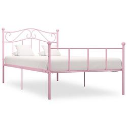 Foto van Vidaxl bedframe metaal roze 100x200 cm