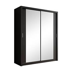 Foto van Meubella kledingkast blake - mat zwart - 180 cm - met spiegel