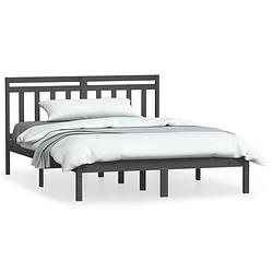 Foto van Vidaxl bedframe massief hout grijs 135x190 cm 4ft6 double