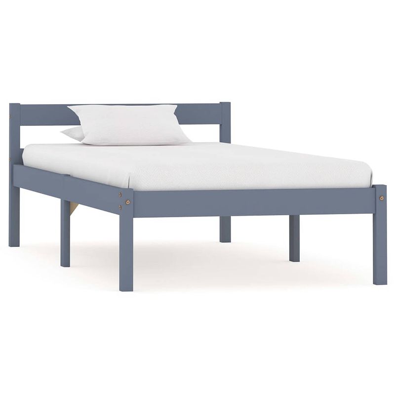 Foto van Vidaxl bedframe massief grenenhout grijs 100x200 cm