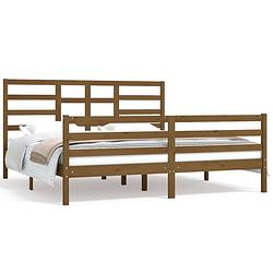 Foto van The living store bedframe rustiek grenenhout - 205.5 x 186 x 104 cm - honingbruin