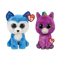 Foto van Ty - knuffel - beanie buddy - prince husky & rosette unicorn