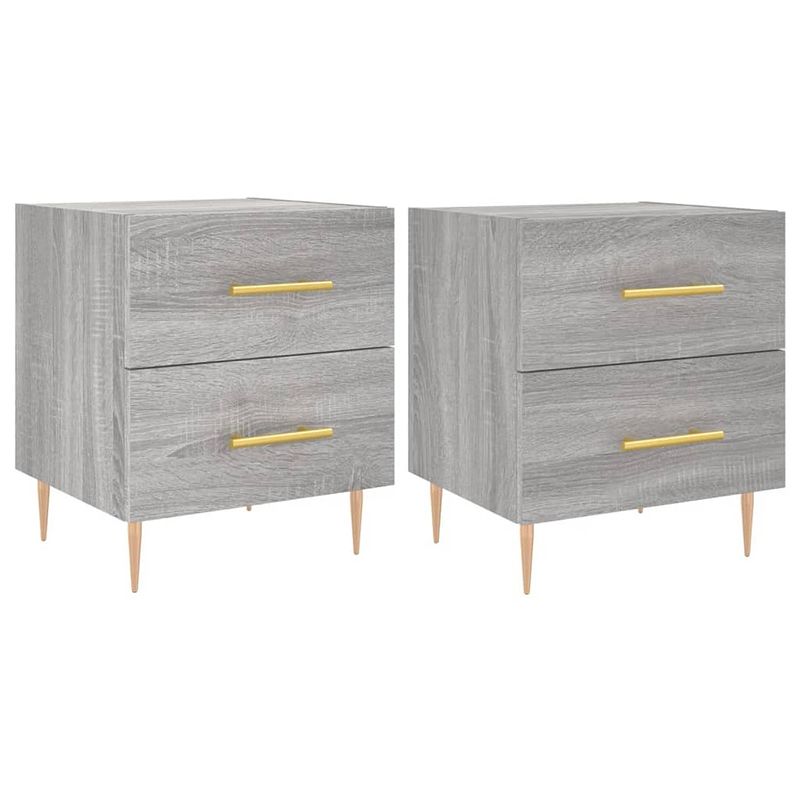 Foto van Vidaxl nachtkastjes 2 st 40x35x47,5 cm bewerkt hout grijs sonoma eiken