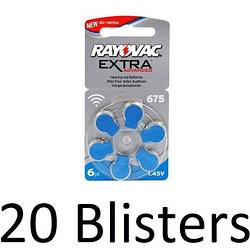 Foto van 120 stuks (20 blister a 6st) rayovac 675 extra advanced gehoorapparaat batterijen - blauw