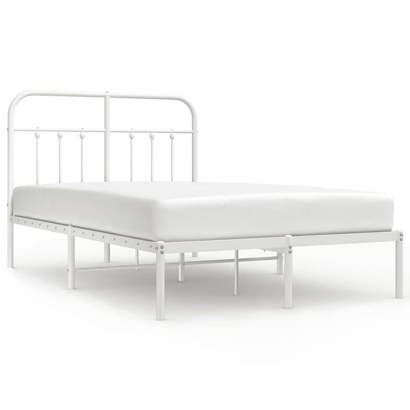 Foto van The living store bedframe klassiek - metalen - wit - 207x125x100 cm - robuust