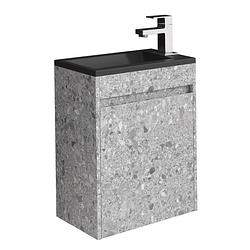 Foto van Badplaats toiletmeubel sinta 40cm - steen grijs - zwarte wastafel