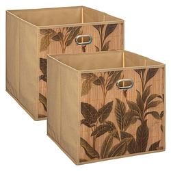 Foto van 4x stuks opbergmand/kastmand 29 liter beige linnen/bamboe 31 x 31 x 31 cm - opbergmanden