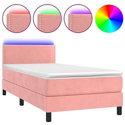 Foto van The living store boxspring - the living store - bed - 203x80x78/88 cm - fluweel roze